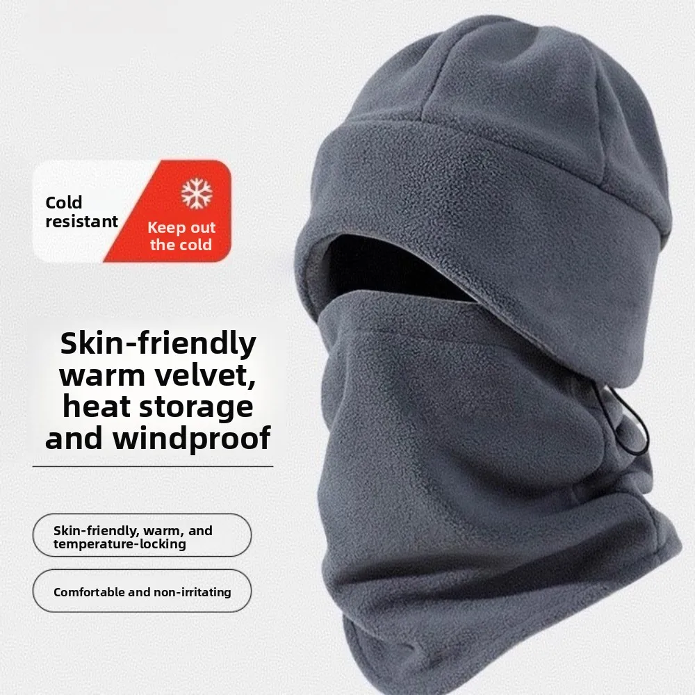 New Polar Fleece Hat Scarf Set Coldproof Warm Neck Warmer Windproof Bonnet Cap Autumn and Winter