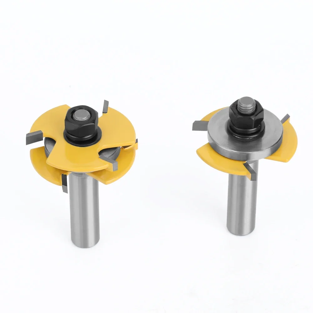 LAVIE 12mm Or 12mm Shank 3-Wing T-Slot Tongue Groove Router Bit Adjustable With Shims Wood Milling Cutter C12180B4804Y