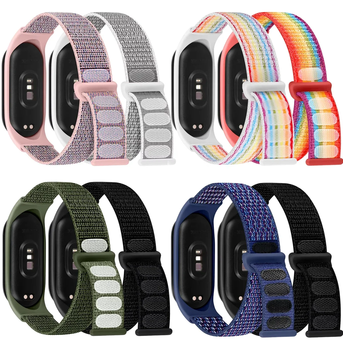 2PCS Nylon Bracelet For Xiaomi Mi Band 7-7nfc smartwatch Wristband Sport Miband 7 8 Replacement loop smart band 7 6 5 4 3 Straps