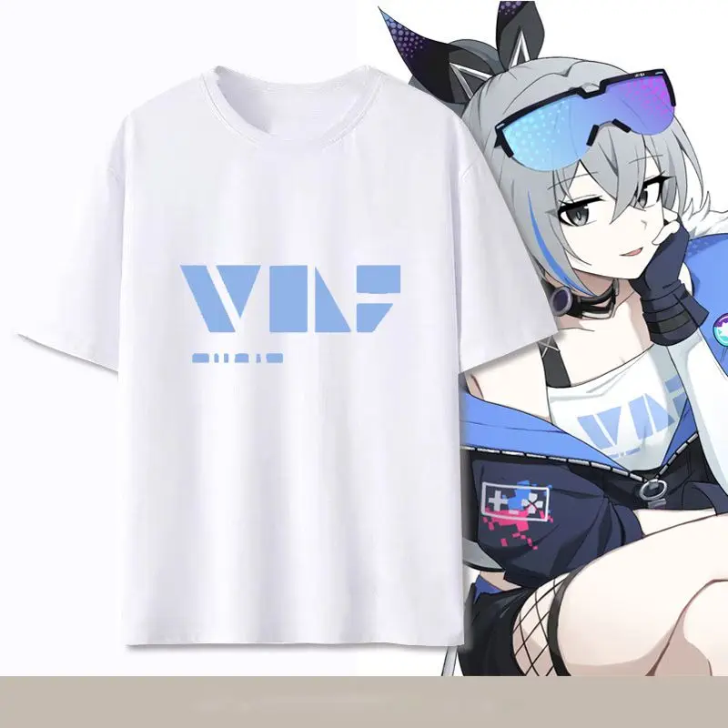 Honkai Star Rail Silver Wolf T‑Shirt Vintage Minimal Blue Logo Print Short Sleeve Oversized Unisex Gamer Casual Streetwear Tops