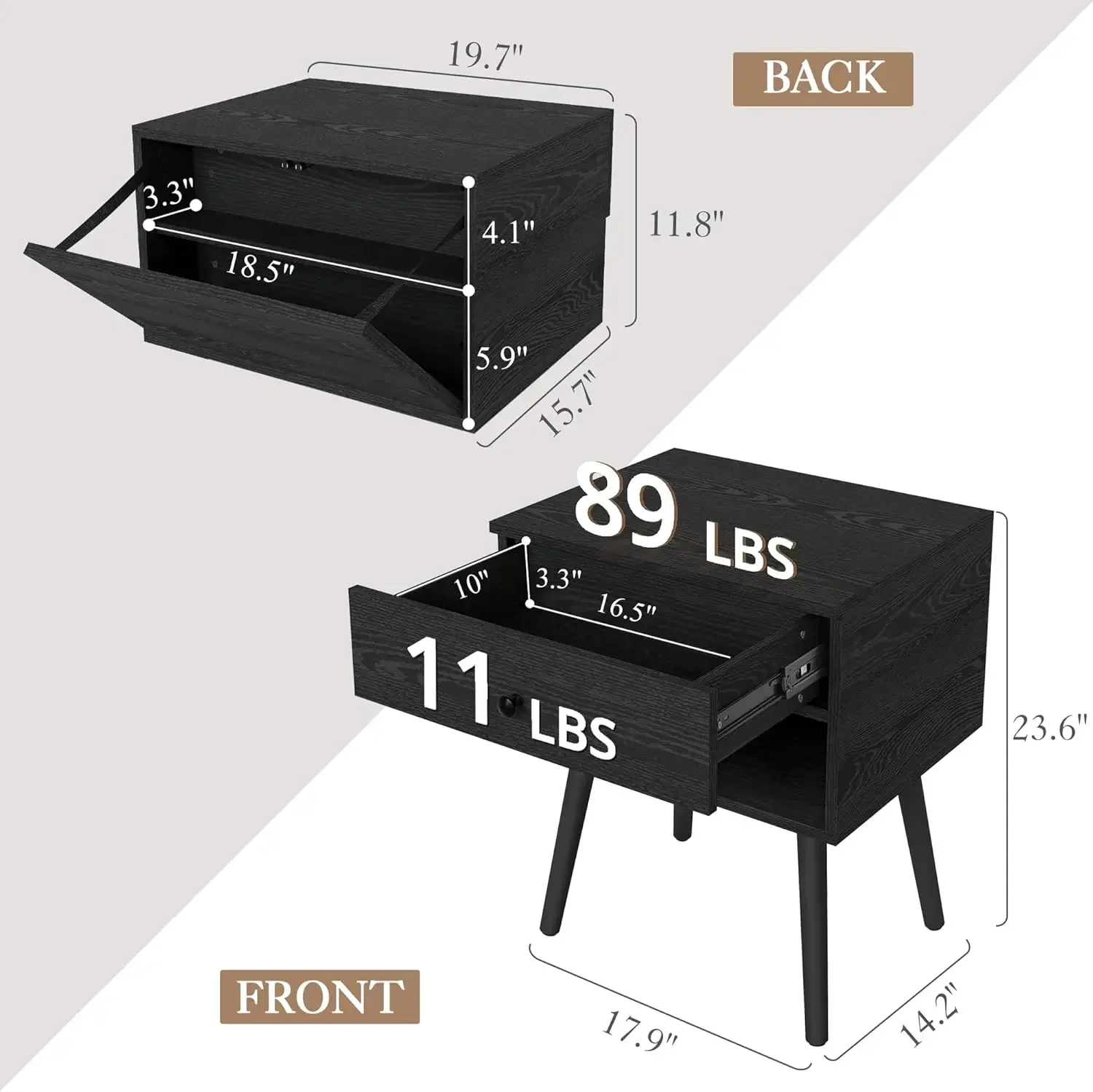 [Discounted Price, Hot Sale!]Hidden Compartment Night Stand Set 2, Mid Century Modern Concealment Furniture, End Table with Stor