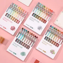 9pcs Morandi color retractable gel pen set, 0.5mm bullet nib, 36 ink refills of various colors, smooth writing, suitable for stu