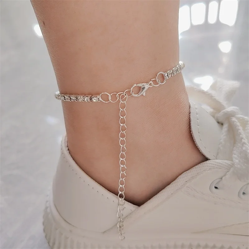 Fashion Star Moon Anklets For Women Silver Color Crystal Ankle Bracelet Beach Barefoot Sandals Foot Jewelry Leg Chain Girls Gift