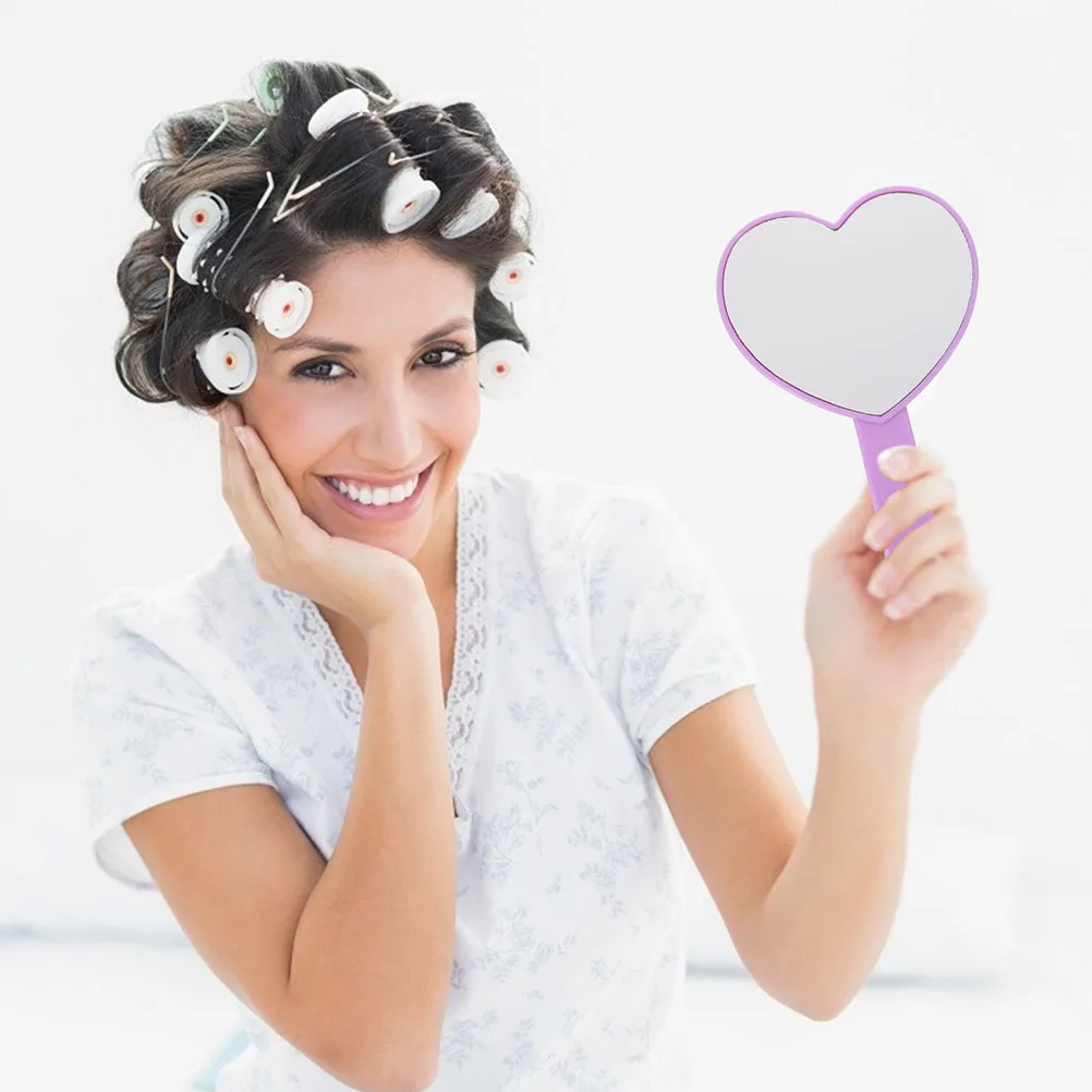 

4pcs Heart Handle Mirror Small Beauty Pocket Makeup Lens Practical Glass Accessories Stylish Portable For Bedroom