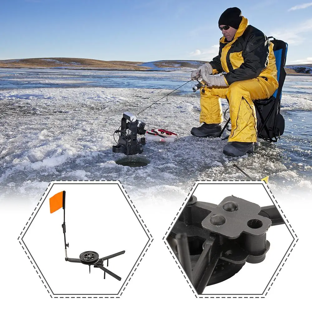 

6 шт., профессиональная зимняя рыбалка, флаг для зимней рыбалки, черная складная треугольная рыболовная платформа, портативная удочка для хранения подледной удочки, новинка