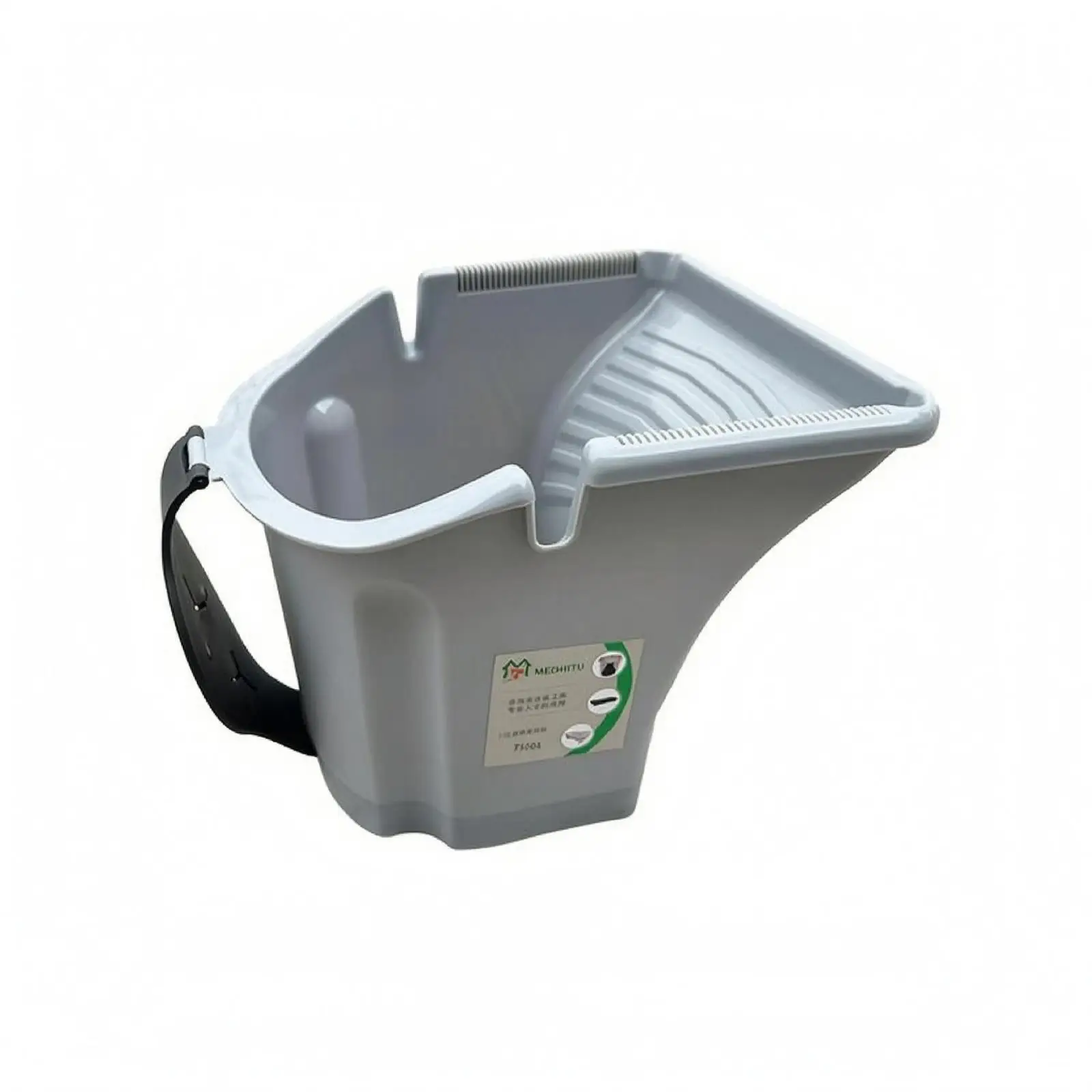 Lightweight Gray Paint Bucket with Wide Opening Roller Tray Hand Tool for Home Repair and Detail Painting