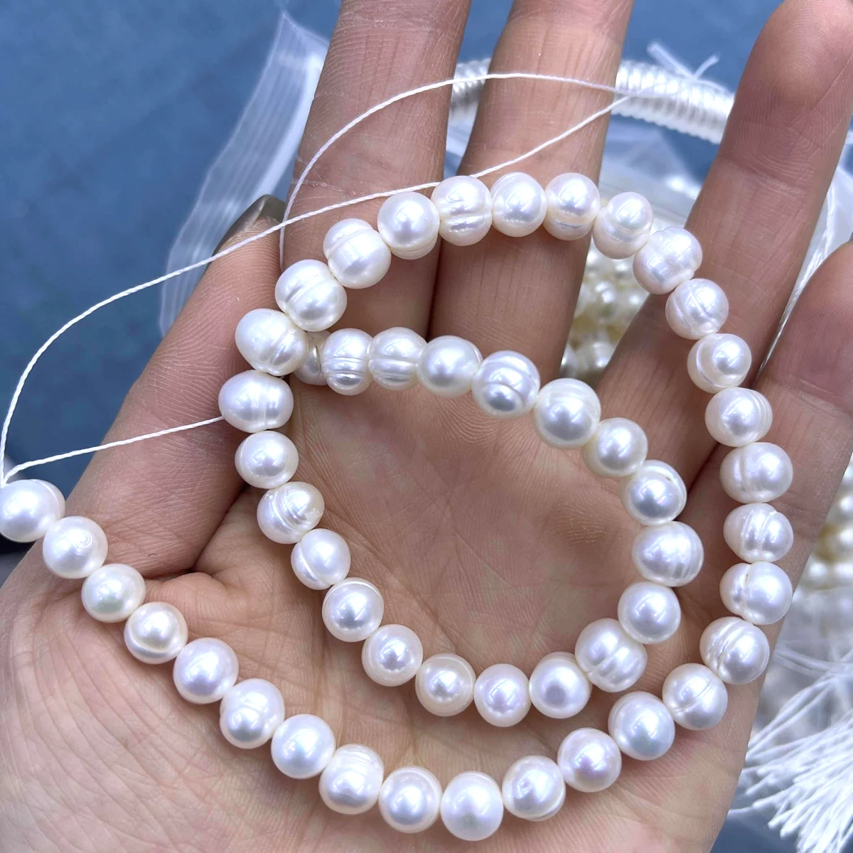 

A 7-8mm Natural Freshwater Pearl Potato Shape Loose Beads for Jewelry Making Supplies DIY Necklace Bracelet Accessories Women