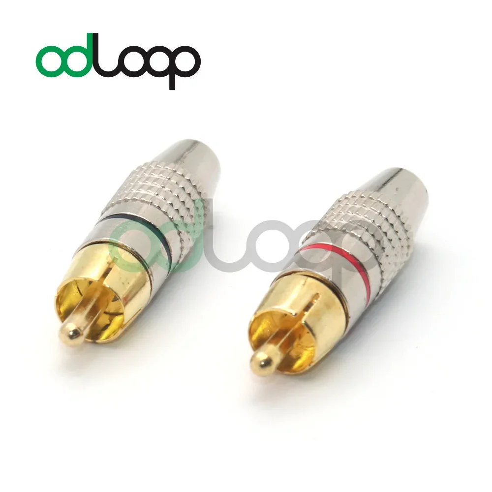 ODLOOP RCA Stecker 6,3mm Männlichen Self-Locking Lotus Draht Anschlüsse Lautsprecher Audio Adapter Kit 1 Paar