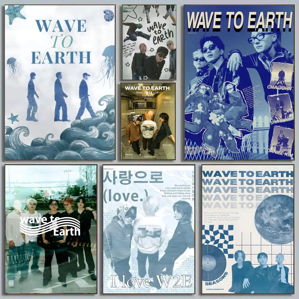 Band Mellow Indie Wave To Earth Painting Calligraphy Poster Eco-Friendly Decor Vintage Office Frameless Canvas