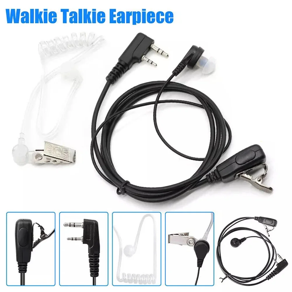 

For Walkie Talkie Headset Earpiece 2 Pin with Transparent Sound Tube and PTT Switch for BAOFENG and Other Radios