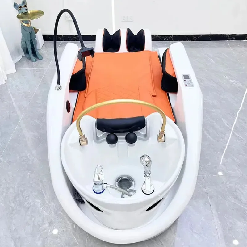 2025 Latest Head Spa Shampoo Bed with Steam Bedside and Sink in Living Room Electric Shampoo Bed with Backrest and Dual Water