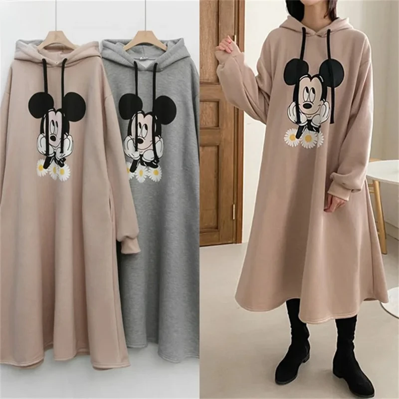 

Hooded Sweater Women's Clothing Autumn and Winter New Long-sleeved Hooded Sweater Dress Loose Casual Women's Clothing