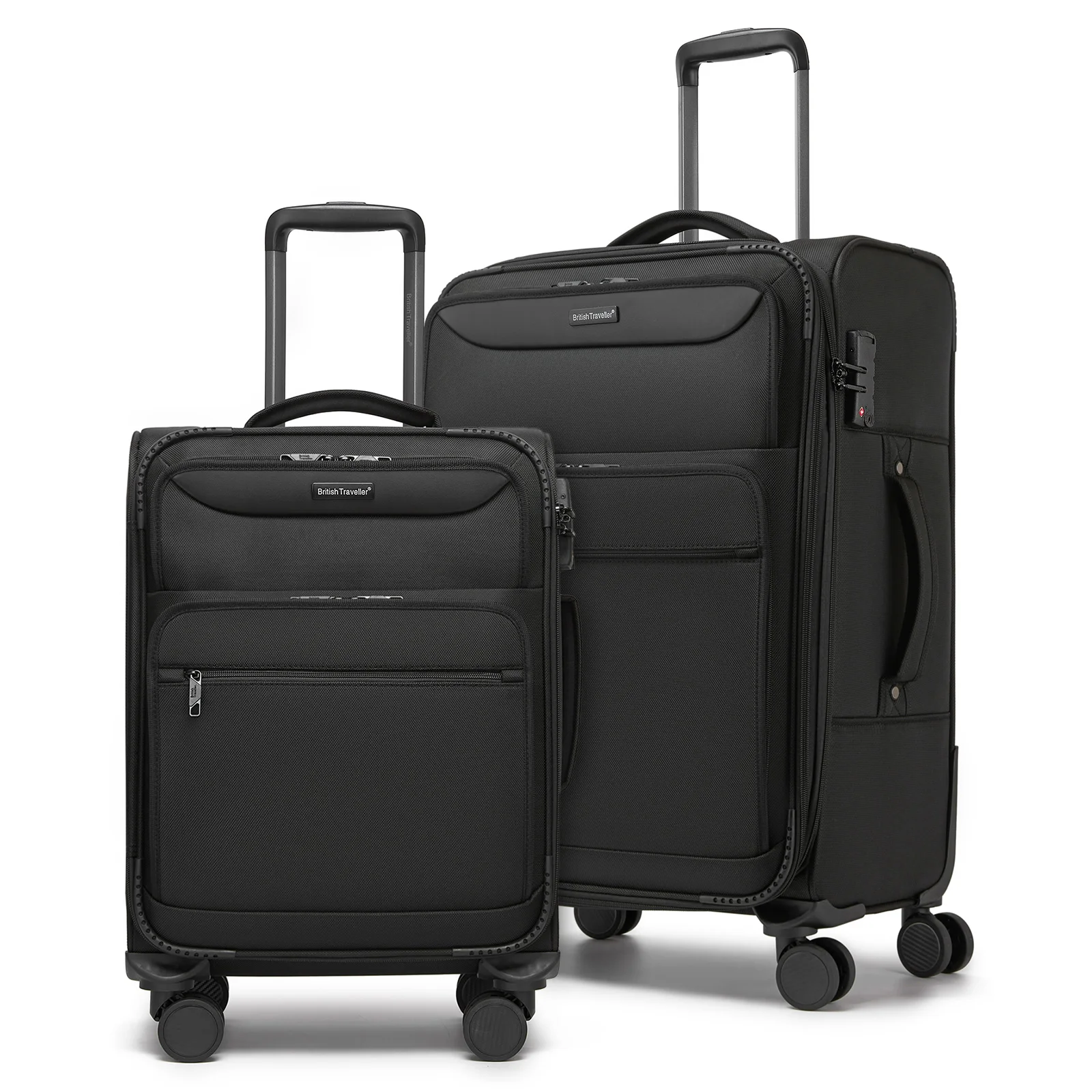 Valise British Traveller - Poignée réglable, 4 roulettes pivotantes, légère, serrure TSA - Bagage en
