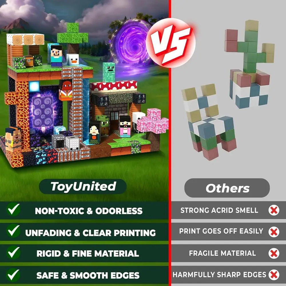 Conjunto de blocos de construção magnéticos - 300 peças, brinquedos STEM para crianças, presentes sensoriais Montessori para idades de 3 a 10 anos