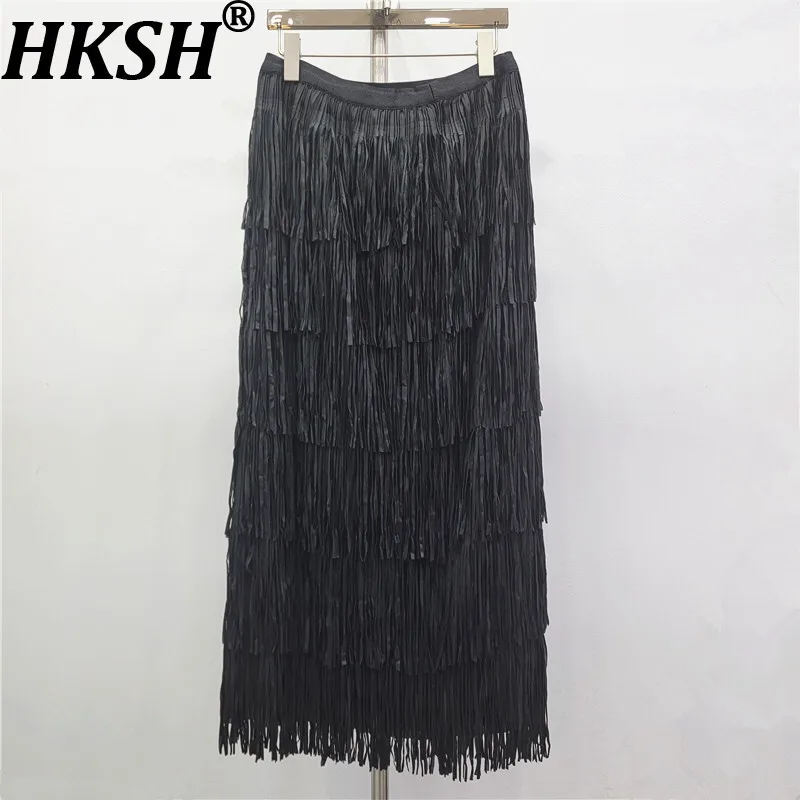 HKSH ربيع الخريف جديد المرأة تنورة الطبقات شرابة أنيقة تنوعا مرونة الخصر الراقية موضة ألف خط الاتجاه التنانير HK16820 #1