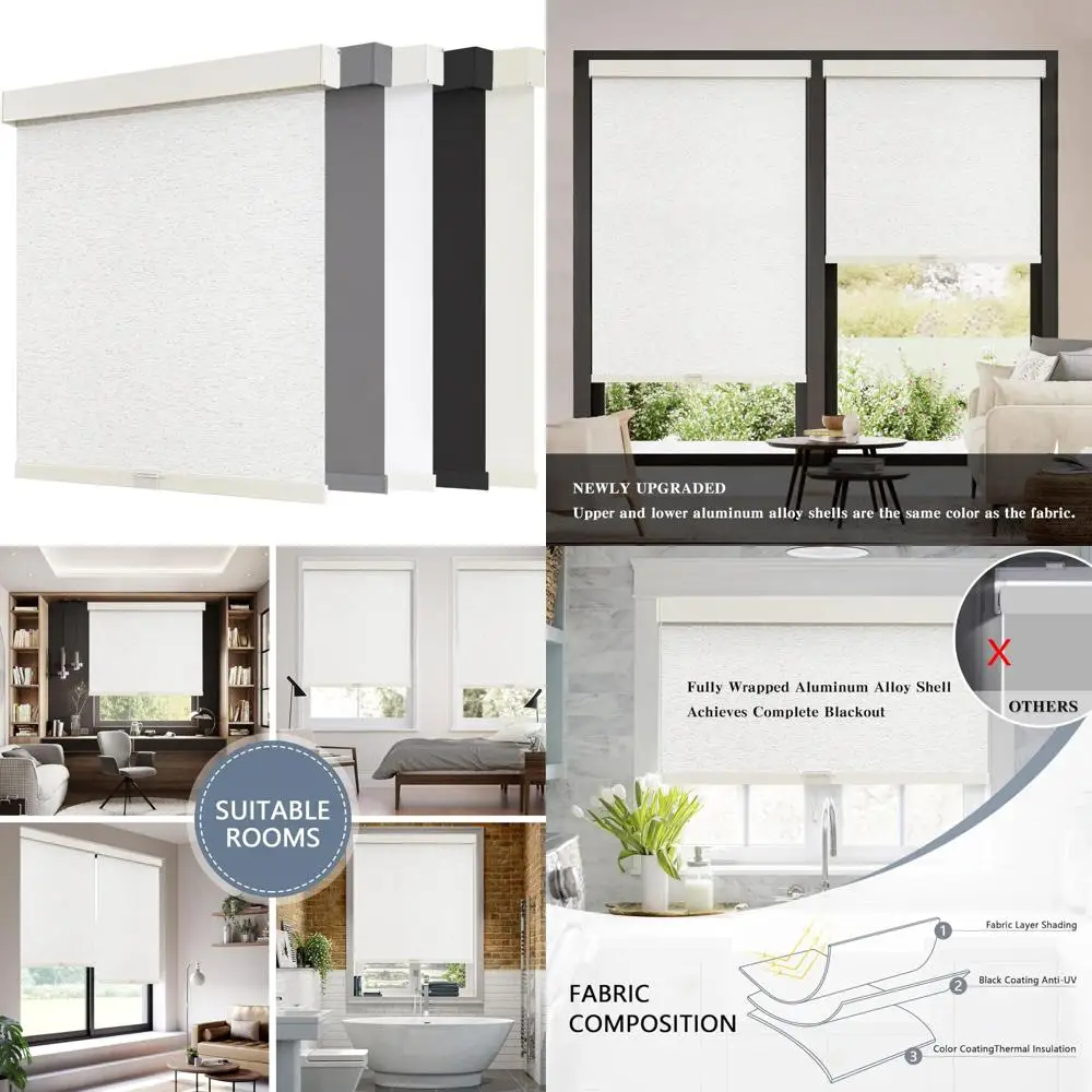 

Беспроводные затемняющие роликовые шторы для окон с балдахином, теплоизоляцией и защитой от ультрафиолета, функцией свободной остановки