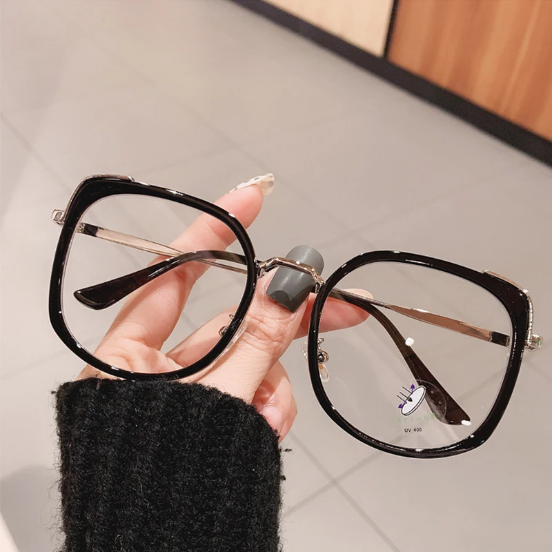 Corrective Glasses Myopia Women -0.75 -2.5 -4.25 Clear Oversized Square Nearsighted Eyeglasses Computer Anti-Reflective Glasses