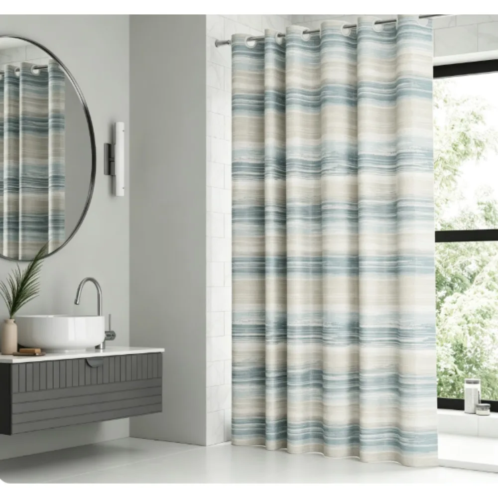 Mainstays Gradient Hookless Easy-Hang Fabric Shower Curtain, 70 inches x 74 inches