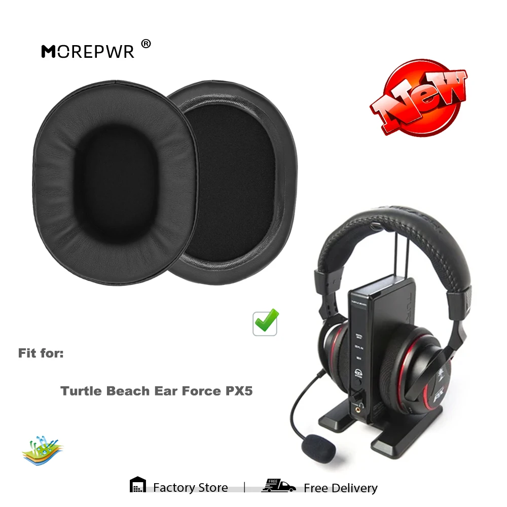 Morepwr Replacement Ear Pads for Turtle Beach Ear Force PX5 Headset Parts Leather Cushion Velvet Earmuff Earphone Sleeve Cover