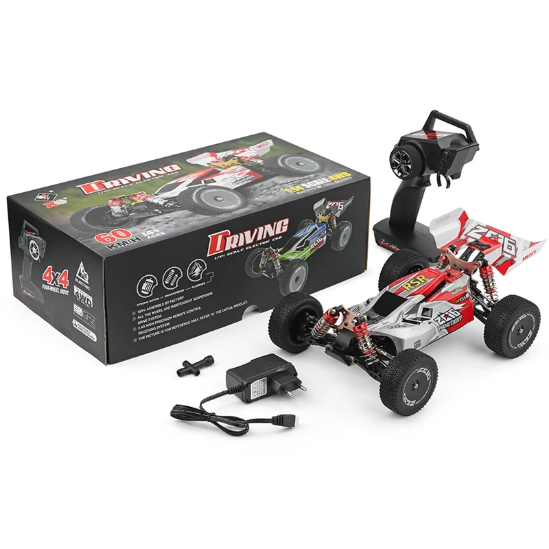 Wltoys de alta qualidade 144001   1/14 2.4G Controle Remoto Carro RC 4WD Modelos de Veículos de Corrida de Alta Velocidade 60 km/h Brinquedos de Presente para Crianças