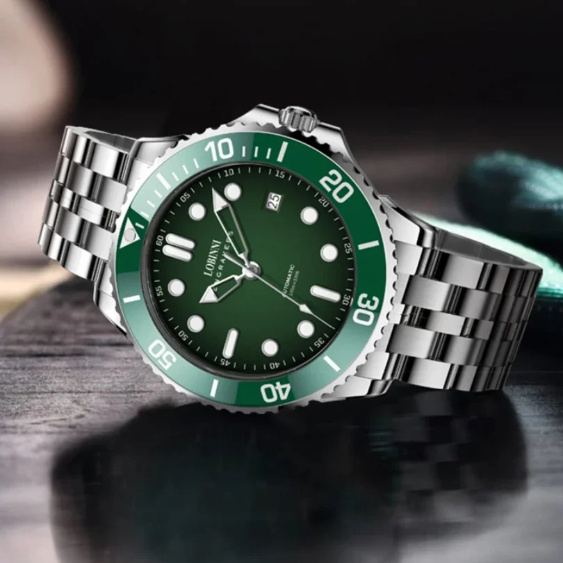 

Lobinni Men Automatic Watch 41.5mm Mechanical Wristwatch Diver 100M Waterproof Luminous Sapphire Mirror Miyota 8215