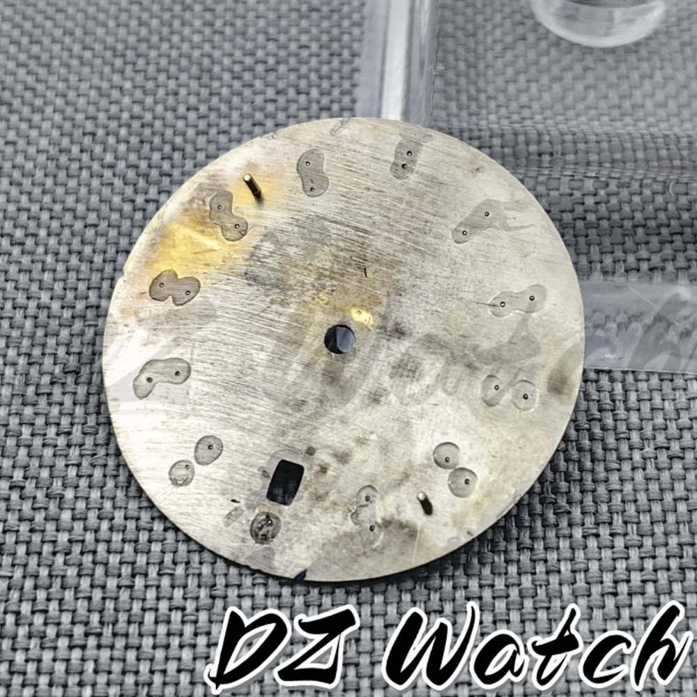 DZ 33.5mm NH35 Watch Dial Green Blue Earth Dial C3 Super Green Luminous 6 o\'clock Crown Date Window fit NH35 Movement
