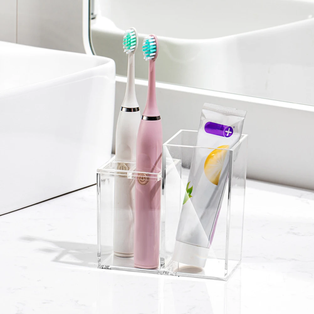 

Toothbrush Toothpaste Box Acrylic Holder Desk Bathroom Pencil Organizer Brush Storage Pen Cup Multi Purpose