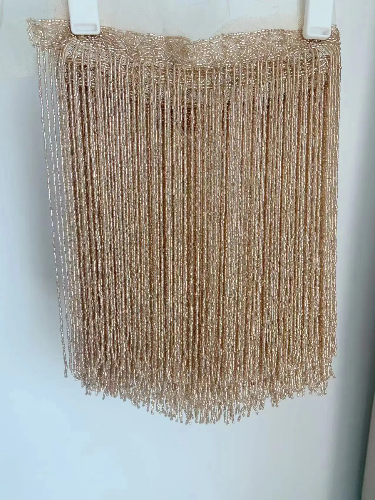 2 Yards Rose Gold Bead Fringe Trim Tassel Tape for Party Decor,Millinery Crafts,Dress Supplies,Halloween Costume,DIY Clothing