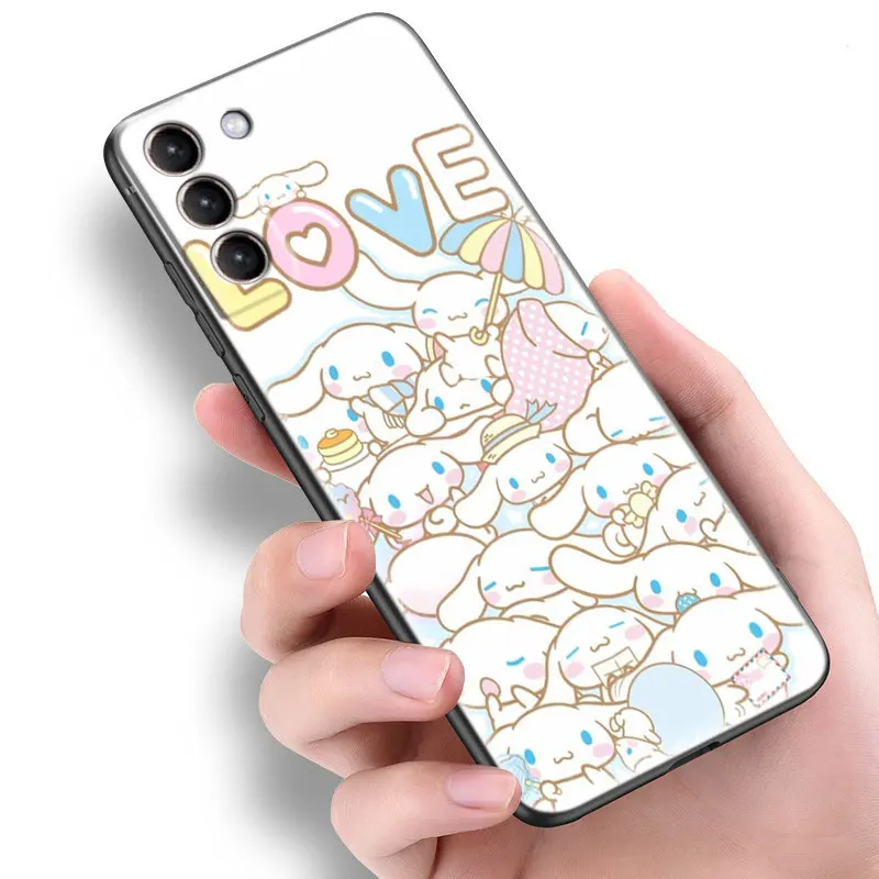 Cinnamoroll etui na telefony do Samsung Galaxy S23 S22 S21 Ultra S20 FE 5G S10E Lite S8 S9 Plus S7 krawędzi czarna okładka