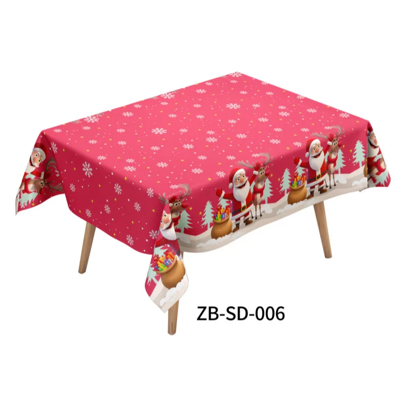 1PC Christmas Disposable Tablecloth Santa Elk Snowflake Waterproof Party Table Cover 137X183CM