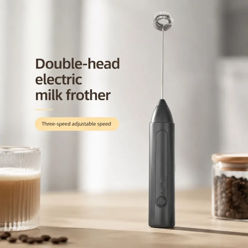 Electric Milk Frother USB Rechargeable Handheld Egg Beater 3 Speeds Foam Maker Mixer Coffee Drink Frothing Wand Foamer Kitchen
