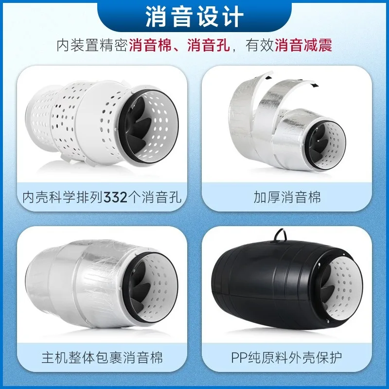 Duct exhaust fan, 6-inch variable frequency diagonal flow ventilation fan, ultra-quiet bathroom and kitchen exhaust equipment