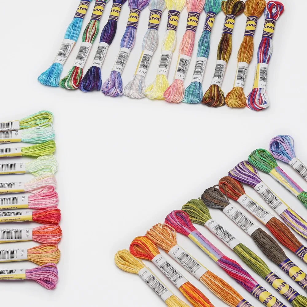 Variegated Cotton Embroidery Floss, Color Variation, Cross Stitch Thread, 30 DMC Colors in 3 Sets, 6 Strands, 8 Meters per skein