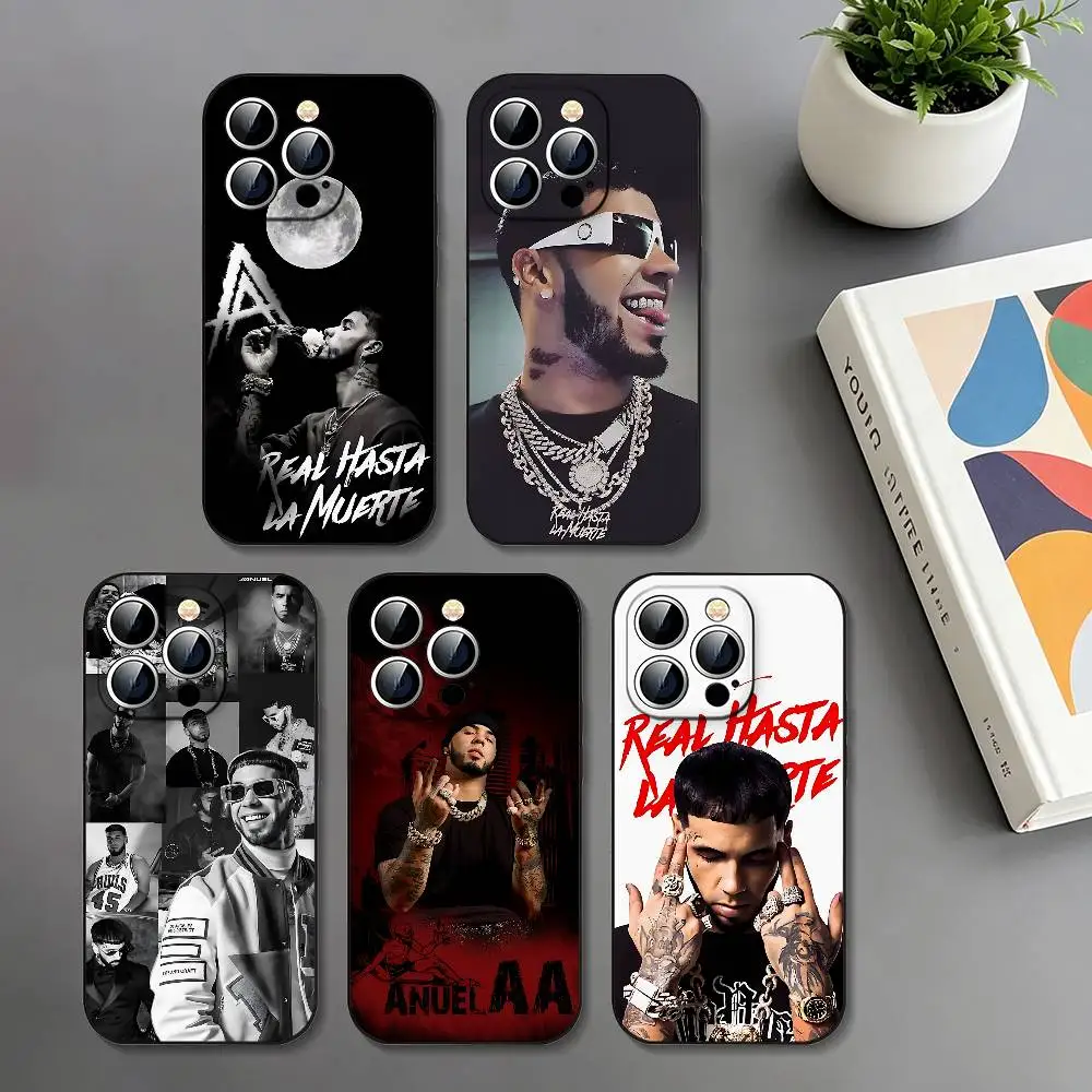 Singer A-Anuel AA Slim Schwarze Stoßfeste Handyhülle für iPhone 17 16 15 14 13 12 11 X XR XS Max Pro Max Plus Mini