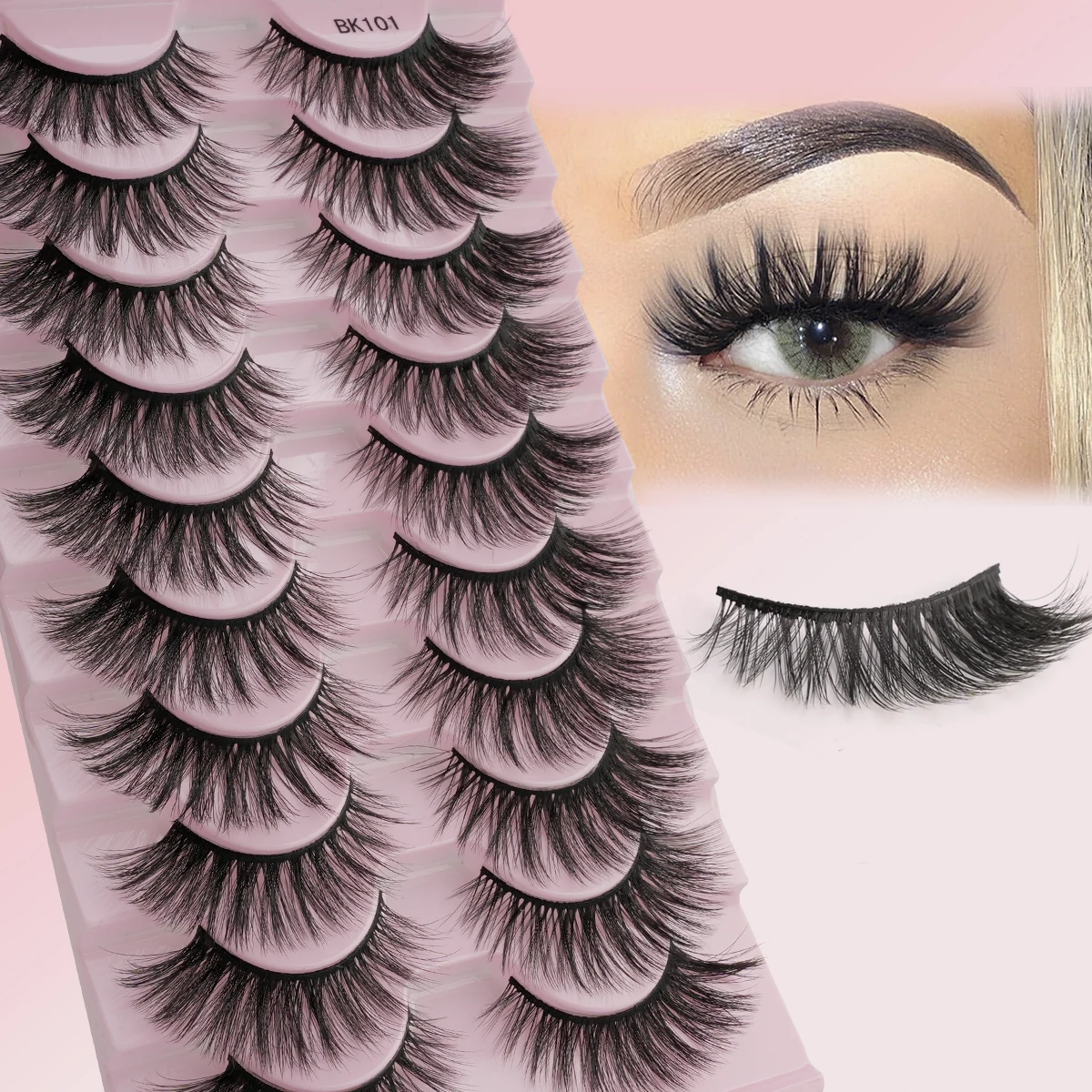 3/10 Pairs Fluffy Thick Fake Eyelashes 3D Mink Eyelash Natural Long Fake Lashes Dramatic Wispy Eye Lashes Extension Makeup Tools