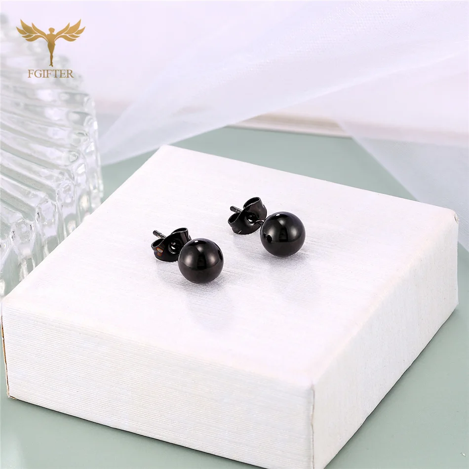 Wholesale 2-8mm Black Ball Earrings Set Stainless Steel Stud Earrings for Women Men Young Teen Ear Lobe Porous Piercings Jewelry