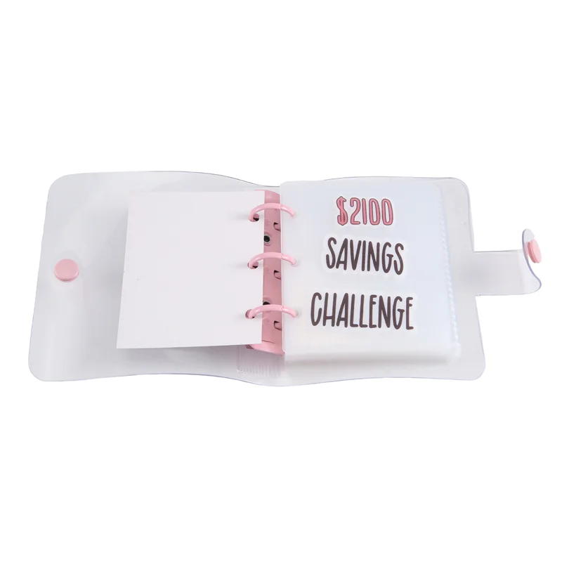 GO-2100 تحدي التوفير الموثق تحدي توفير المال مجلد الميزانية الصغير PVC الوردي 1 قطعة