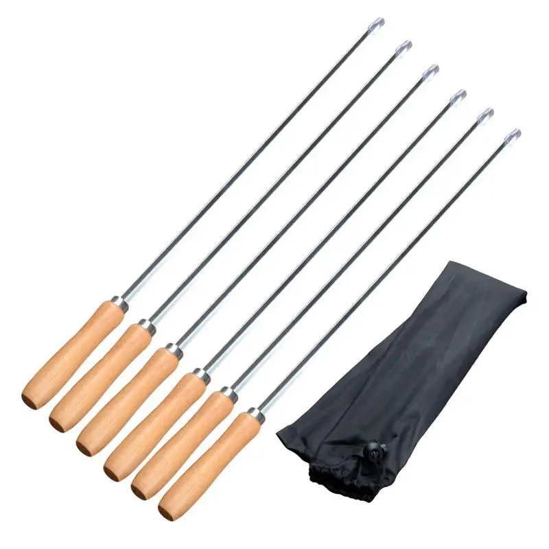 

Stainless Steel Skewers Barbecue Sticks Shish Kebab Skewer Grill Needle Barbecue Grill Stick Long Handle Shish Kebab BBQ Skewers