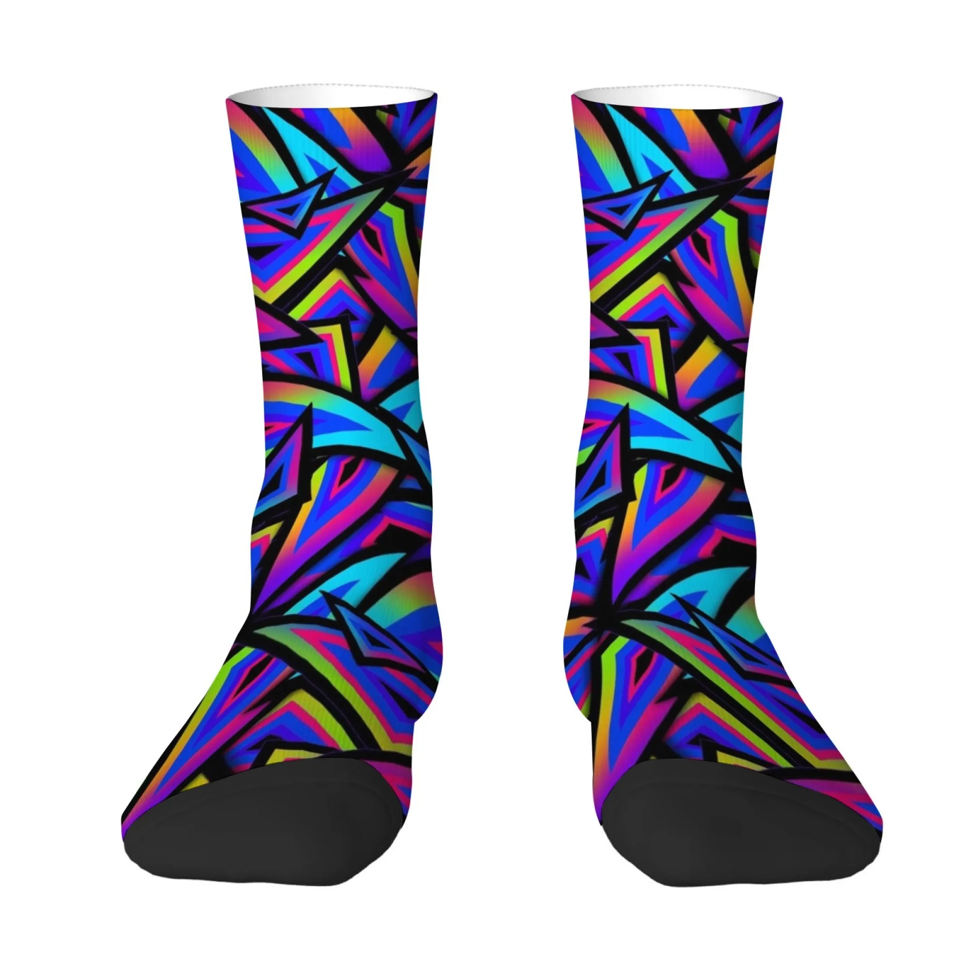 Novel and Colorful Ruler-print Men's Socks Skin-friendly Non-slip Breathable Socks Street Style Hip-hop Fashion Quirky Socks