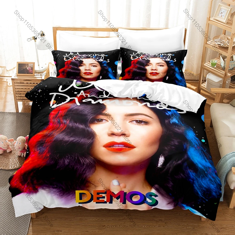 Personality MARINA Pop Singer Theme Bedding Set New Microfiber Quilt Cover Pillowcase All Season Artist Pattern For Music Lovers