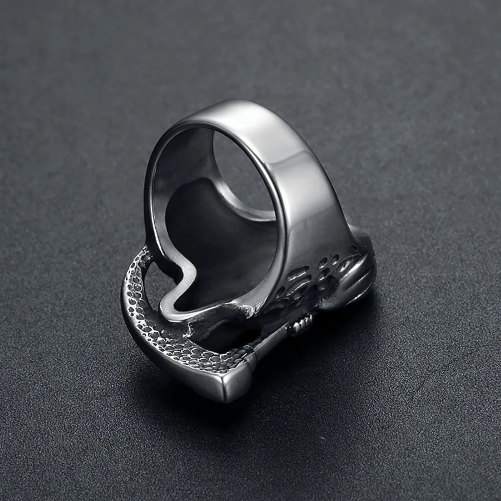 Grim Reaper Sickle Skull Rings For Men Women Stainless Steel Motor Biker Jewelry Punk Rock Fashion Accessories Gift Wholesale