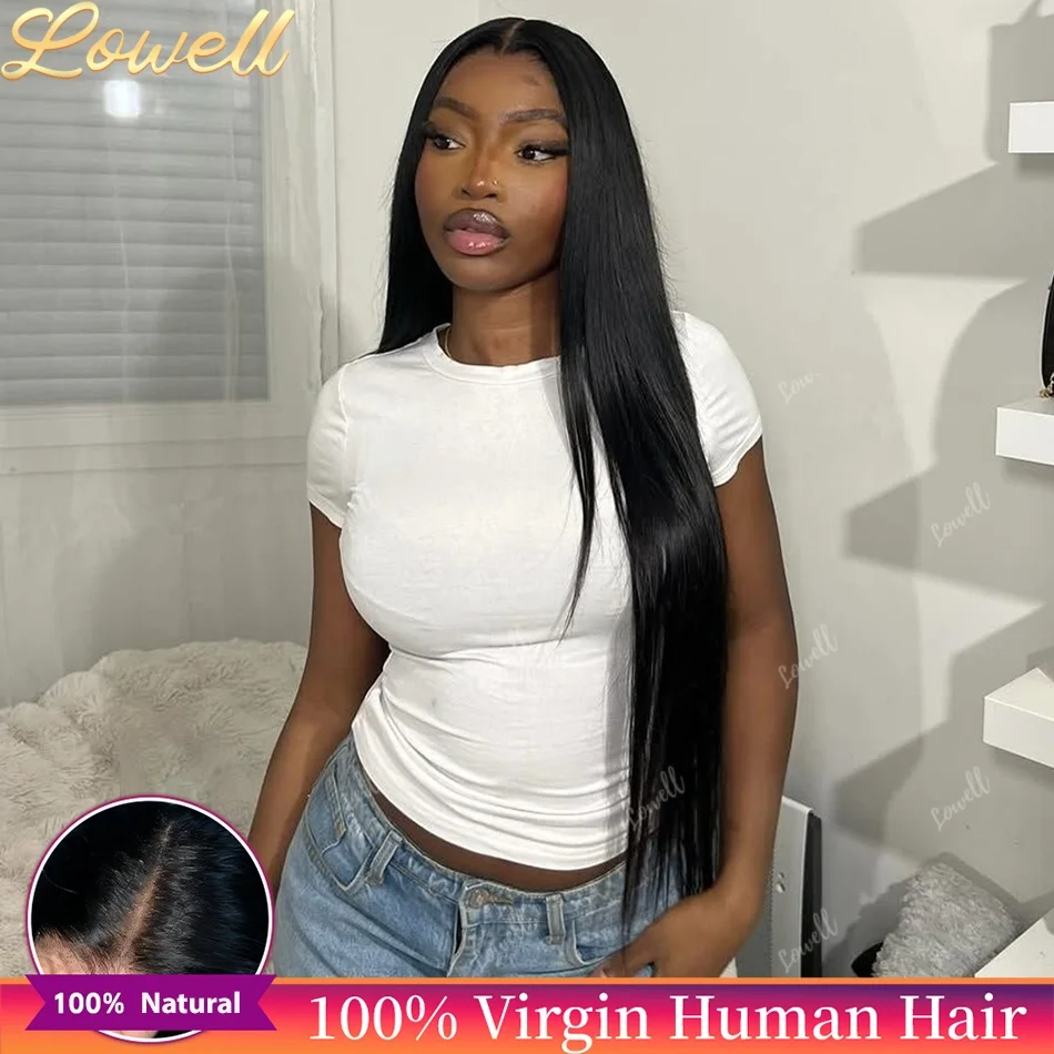 Parrucca Frontale in Pizzo HD Liscia 13x6, Parrucca in Capelli Umani, Densità 200, Pizzo Trasparente Pre-Sfoltito, Capelli Umani Neri