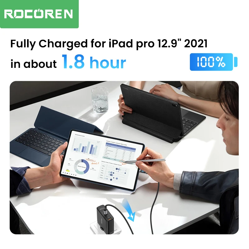 Rocoren PD 100W LED Display USB Type C Cable 5A Fast Charging Charger Wire Cord For Macbook Xiaomi POCO Samsung S22 Tablet Data