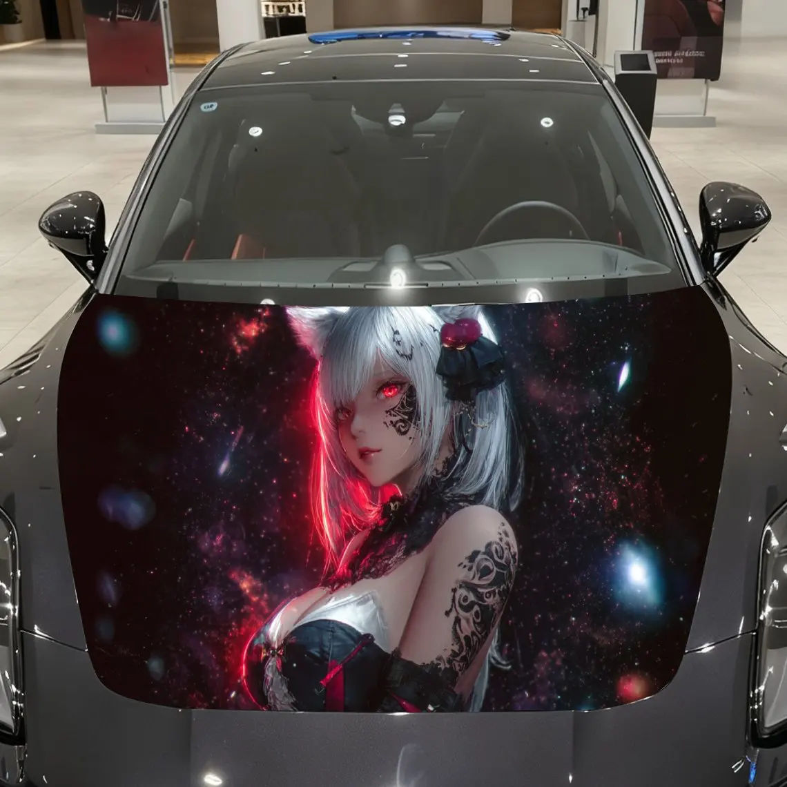 

Neon Star Dome Cat Ear Enchantress Автомобильная виниловая пленка, материал ПВХ, водонепроницаемая наклейка на капот автомобиля, самоклеящаяся устойчивая к царапинам Sti