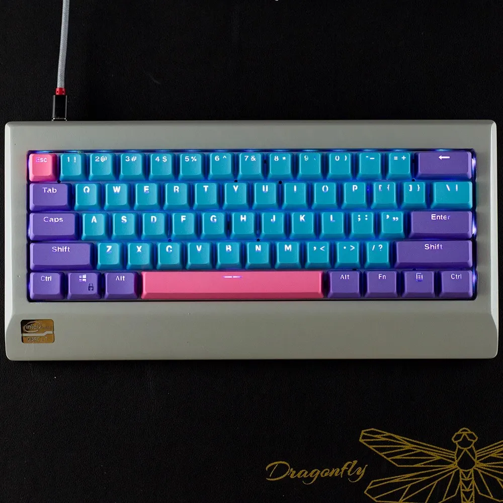 61 Two-color keycap keyboard PBT transparent keycaps 60% keycaps RK61/poker/wooting keycaps Magnetic axis keycaps