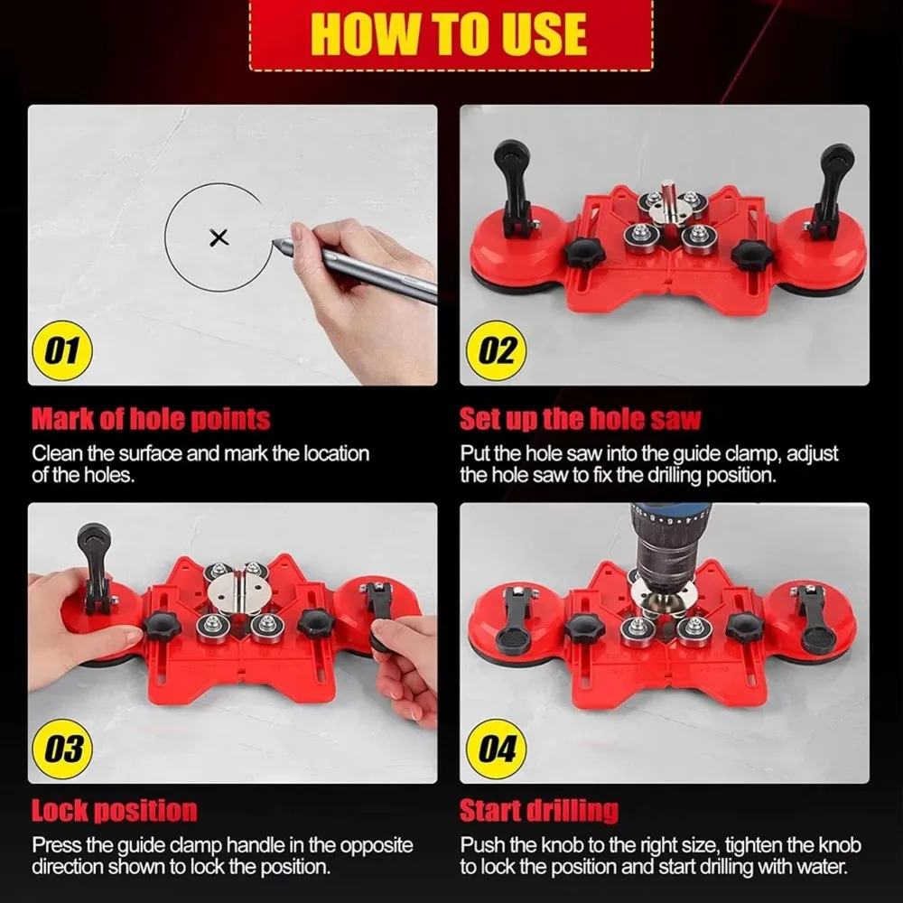 M11K-Drill Bit Hole Saw Guide, 4-83Mm Portable Glass Tiles Drill Guide Adjustable Hole Locator Holder For Glass Tile view 2