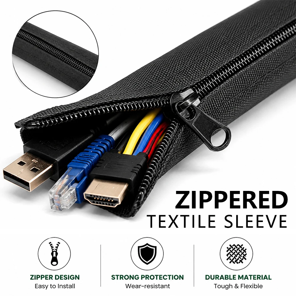 Zipper Cable Sleeve Flexible W - Cable Sleeve Neoprene 评论和价格