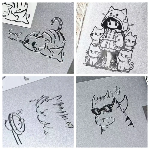 4 Uds. De pegatinas de Metal con diseño de dibujos animados para ordenadores portátiles, auriculares simples a la moda, Tablet, PC, funda de teléfono, decoración impermeable, calcomanías DIY