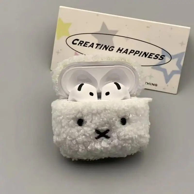 새로운 Miffy 블루투스 이어폰 커버 일본 Kawaii 소녀 플러시 Airpods 4/3/pro2 이어폰 커버 커플 만화 선물
