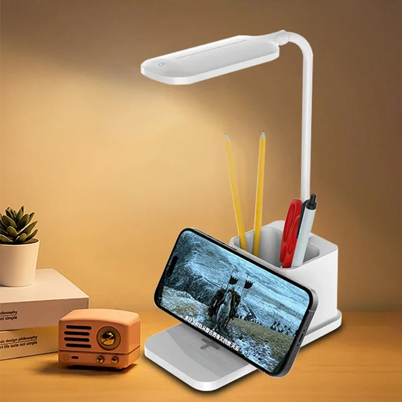 

USB Rechargeable Table Lamp Learning Dormitory Bedroom Bedside LED Night Light Eye Protection 3 Levels Dimmable Touch Desk Lamp